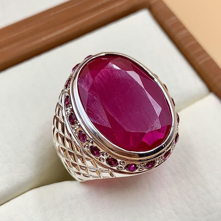 Attachment Handcrafted Big Deep Red Ruby Mens Ring Sterling Silver 925 Anari Yaqoot Ring Roby Gemstone Ring.jfif
